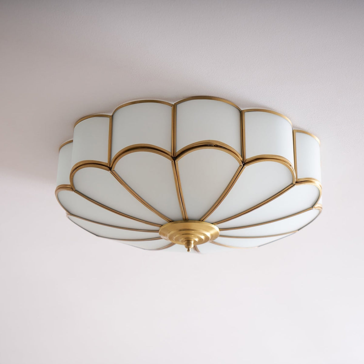 Flush Mount Ceiling Light with Floral Scalloped Design and Frosted Glass - Image 58