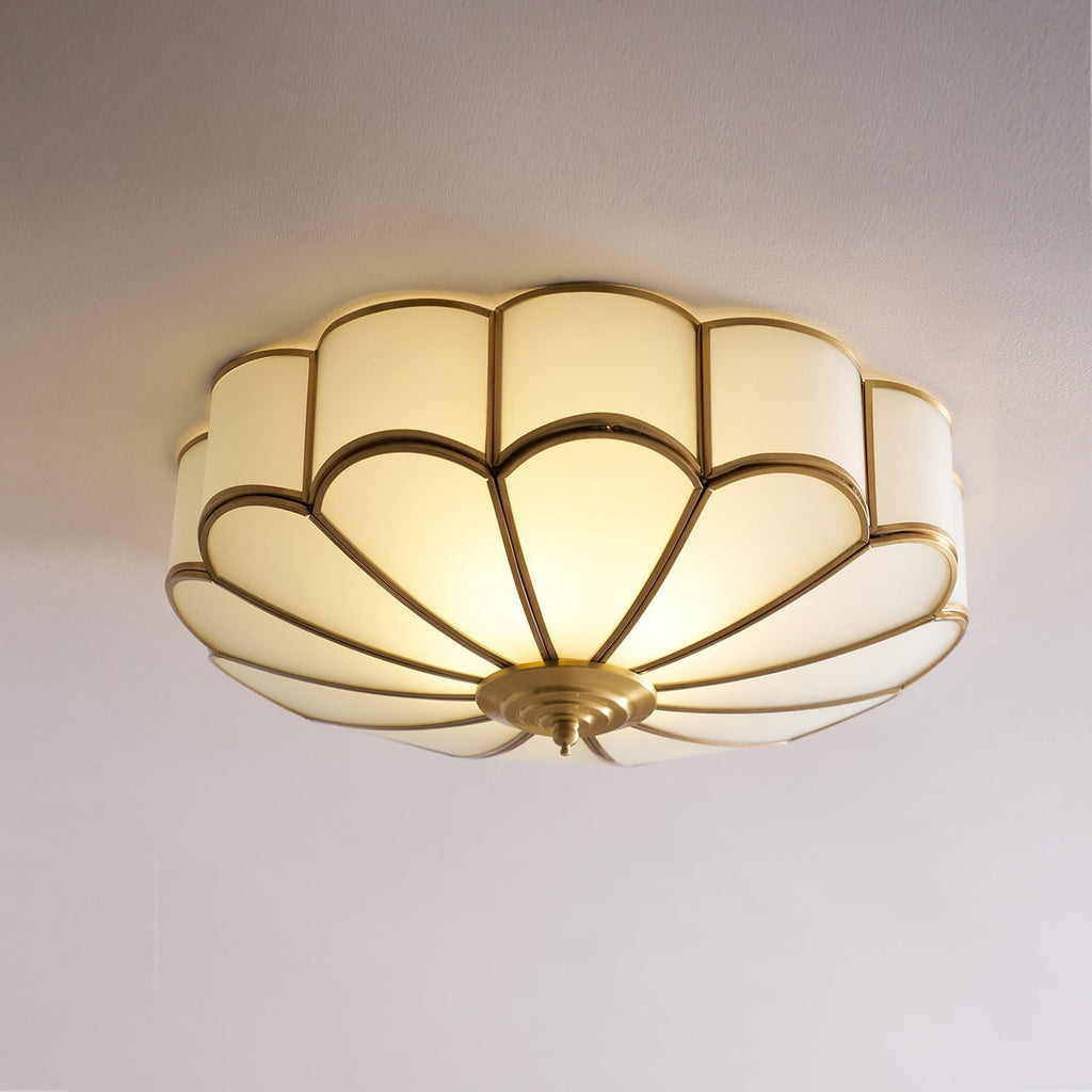 Flush Mount Ceiling Light with Floral Scalloped Design and Frosted Glass - Image 59