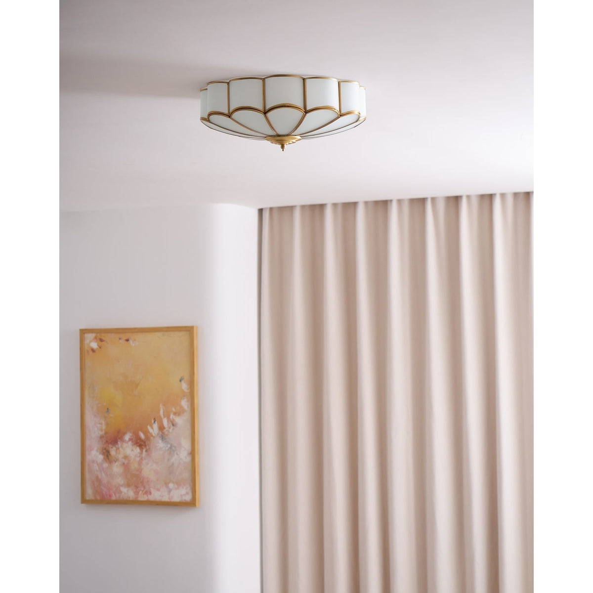 Flush Mount Ceiling Light with Floral Scalloped Design and Frosted Glass - Image 60