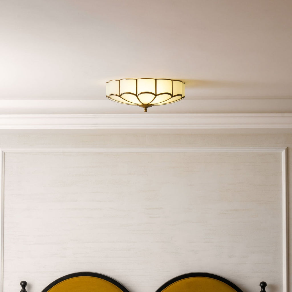 Flush Mount Ceiling Light with Floral Scalloped Design and Frosted Glass - Image 62