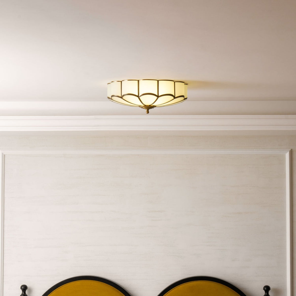 Flush Mount Ceiling Light with Floral Scalloped Design and Frosted Glass - Image 62