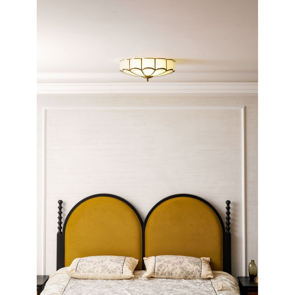 Flush Mount Ceiling Light with Floral Scalloped Design and Frosted Glass - Image 63