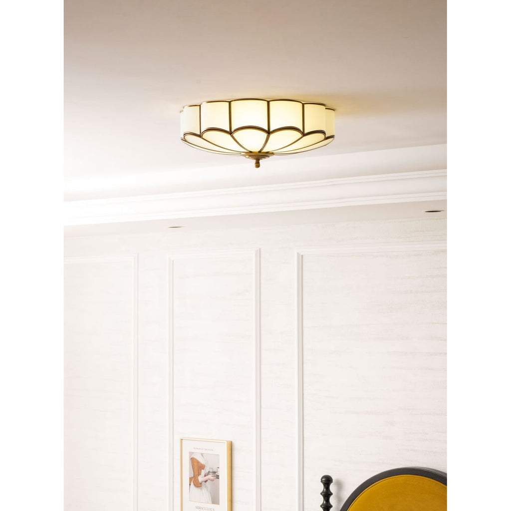 Flush Mount Ceiling Light with Floral Scalloped Design and Frosted Glass - Image 64