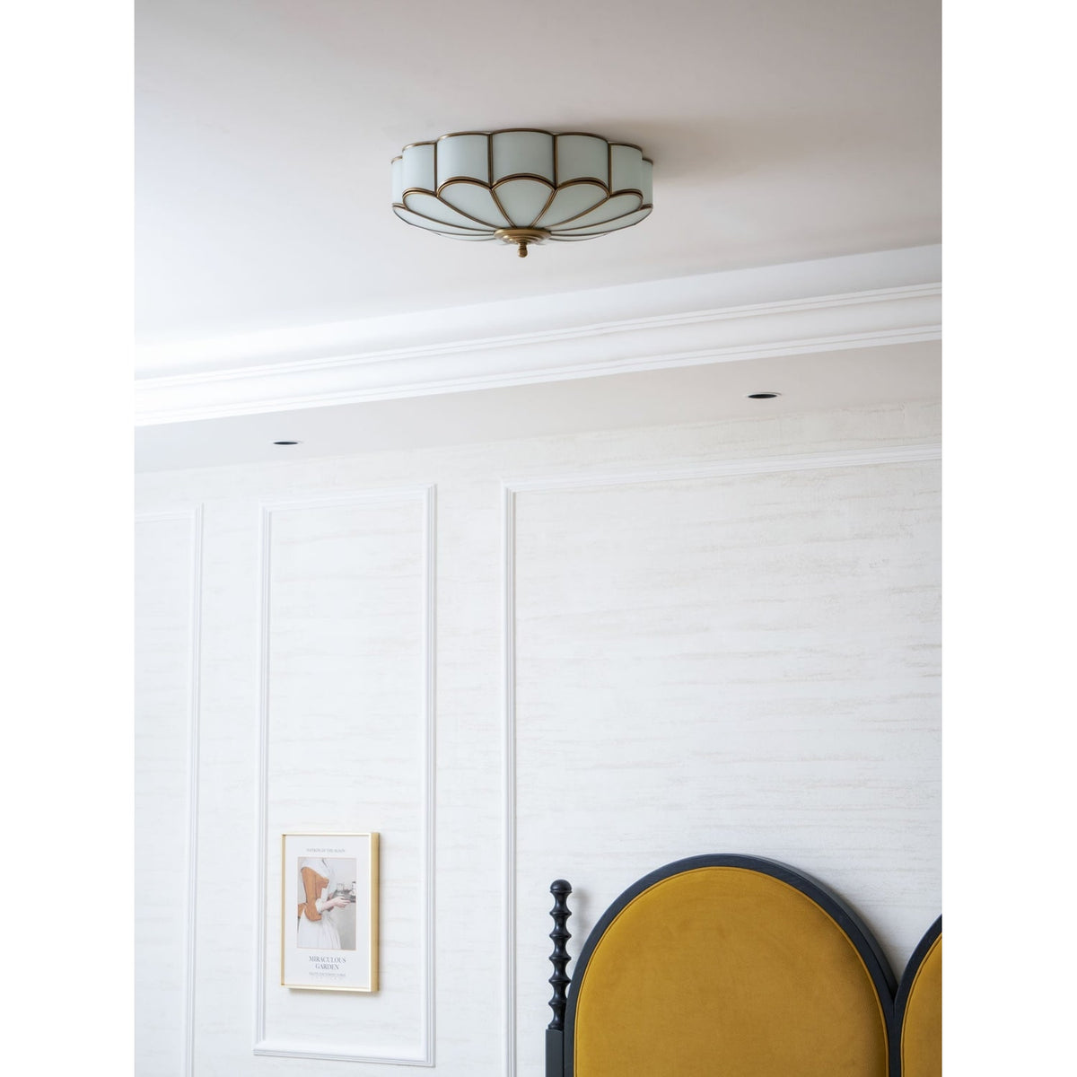 Flush Mount Ceiling Light with Floral Scalloped Design and Frosted Glass - Image 65