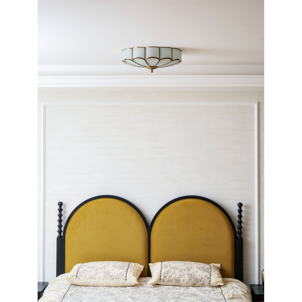Flush Mount Ceiling Light with Floral Scalloped Design and Frosted Glass - Image 66