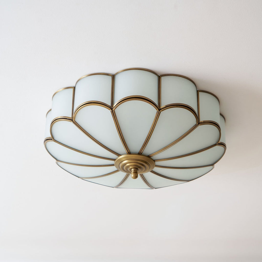 Flush Mount Ceiling Light with Floral Scalloped Design and Frosted Glass - Image 67
