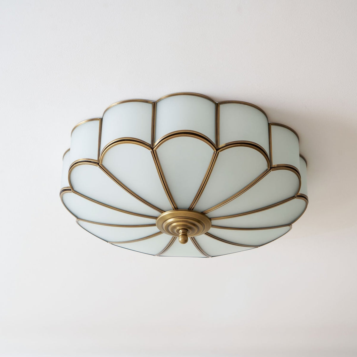 Flush Mount Ceiling Light with Floral Scalloped Design and Frosted Glass - Image 67
