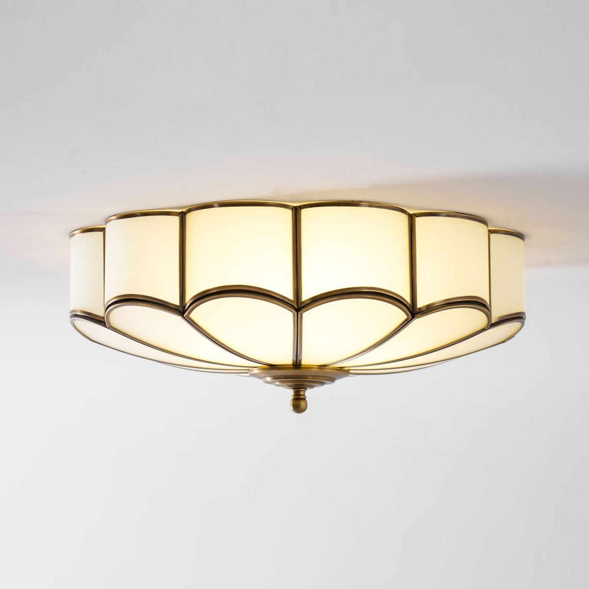 Flush Mount Ceiling Light with Floral Scalloped Design and Frosted Glass - Image 69