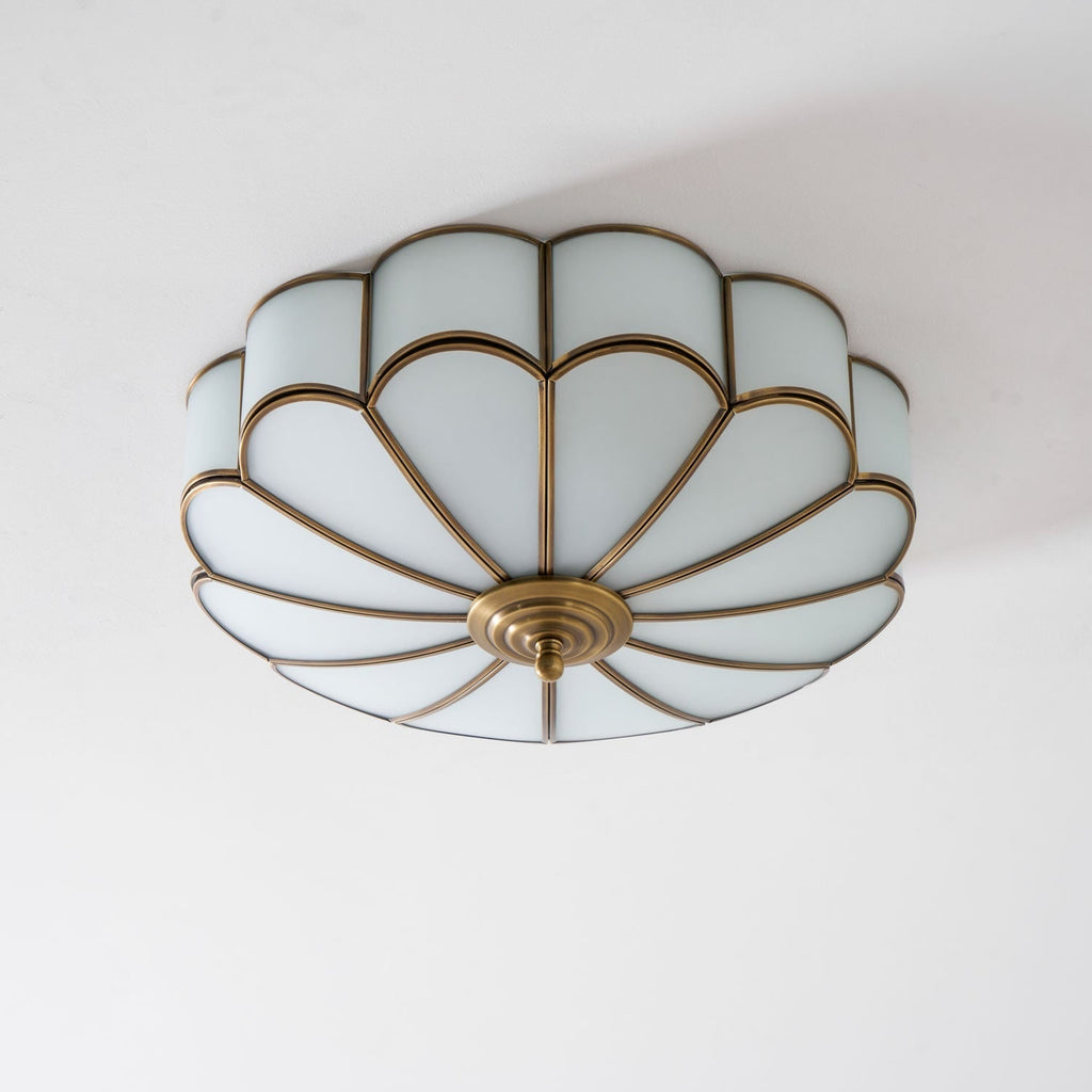 Flush Mount Ceiling Light with Floral Scalloped Design and Frosted Glass - Image 70