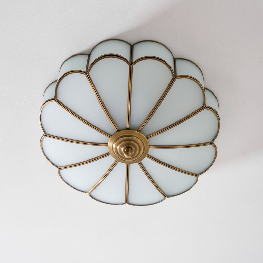Flush Mount Ceiling Light with Floral Scalloped Design and Frosted Glass - Image 71