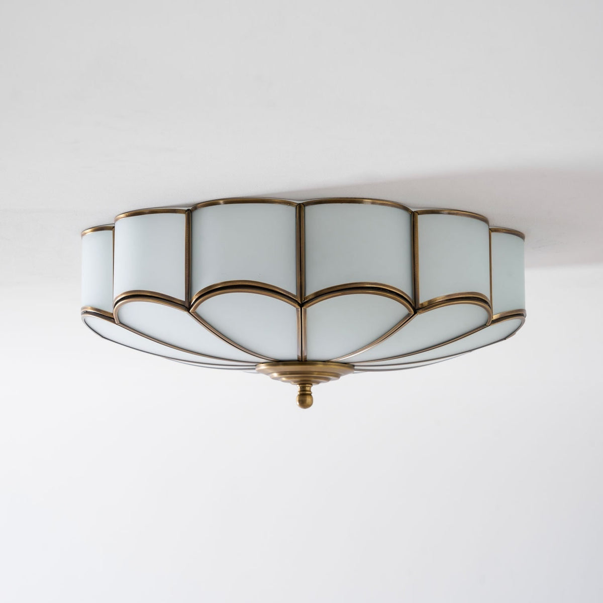 Flush Mount Ceiling Light with Floral Scalloped Design and Frosted Glass - Image 72
