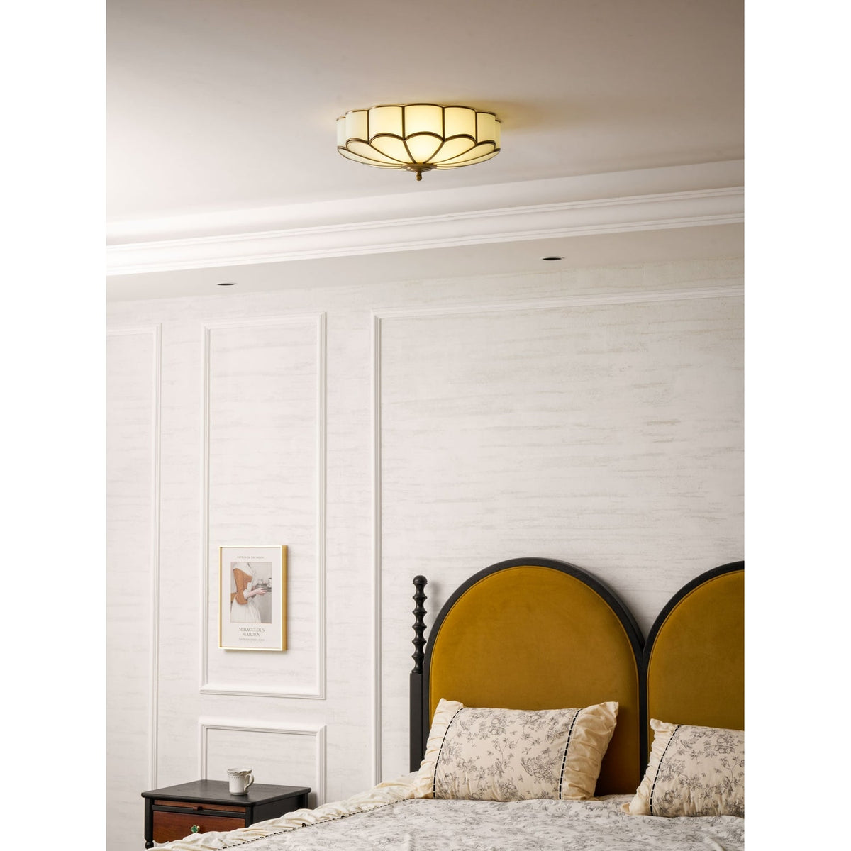 Flush Mount Ceiling Light with Floral Scalloped Design and Frosted Glass - Image 73
