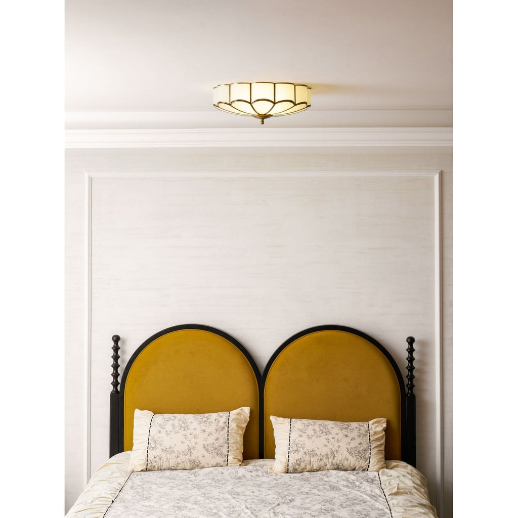 Flush Mount Ceiling Light with Floral Scalloped Design and Frosted Glass - Image 75
