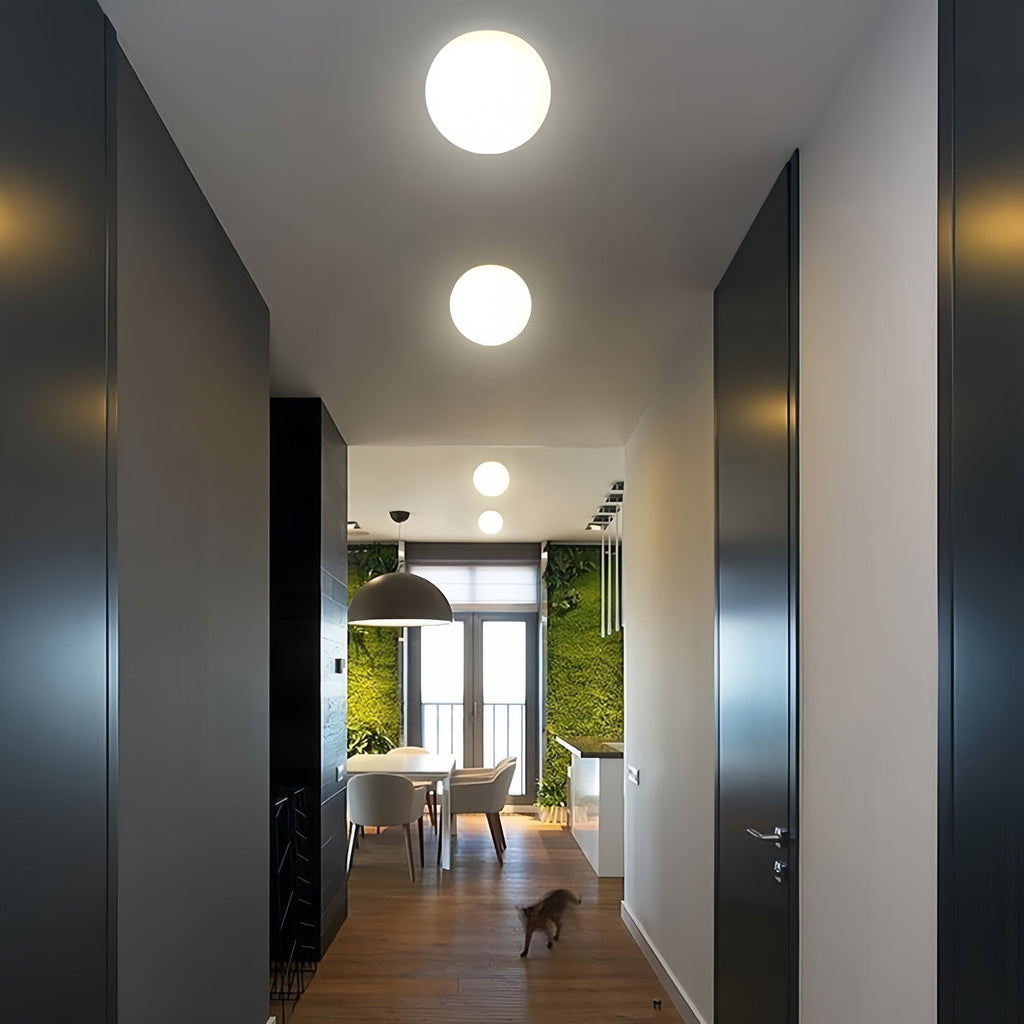 Flush Mount Ceiling Light with Frosted Glass Globe and Modern Round Design - Image 2