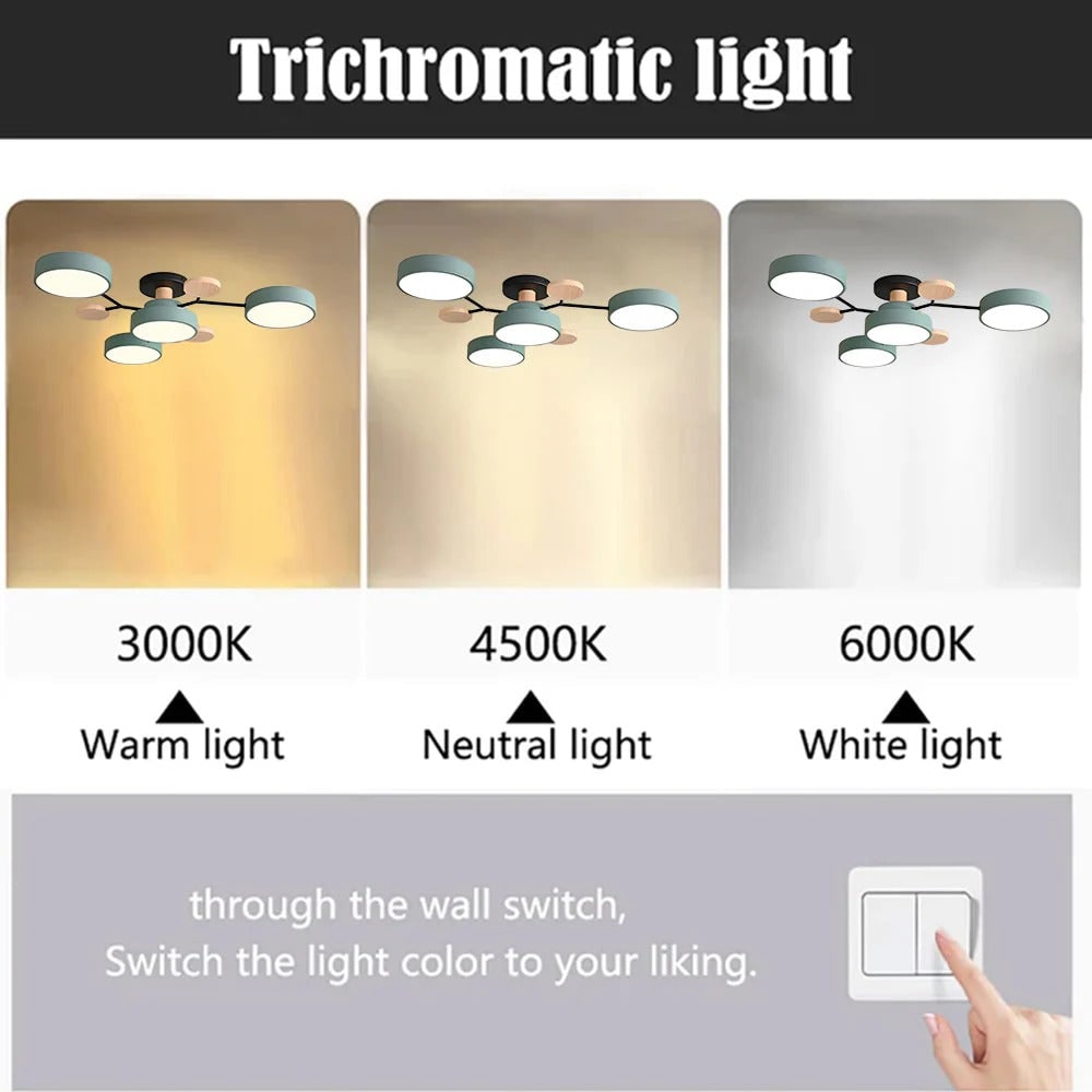 Flush Mount Ceiling Light with Wood Accents and Modern LED Multi-Light Design - Image 13
