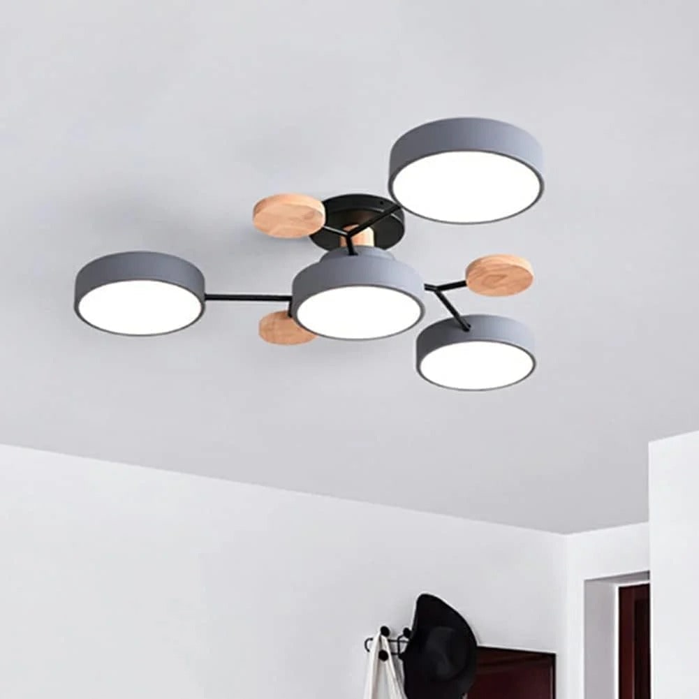 Flush Mount Ceiling Light with Wood Accents and Modern LED Multi-Light Design - Image 14