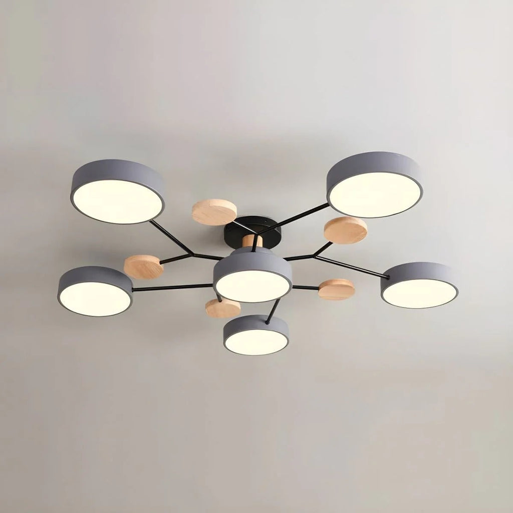 Flush Mount Ceiling Light with Wood Accents and Modern LED Multi-Light Design - Image 17