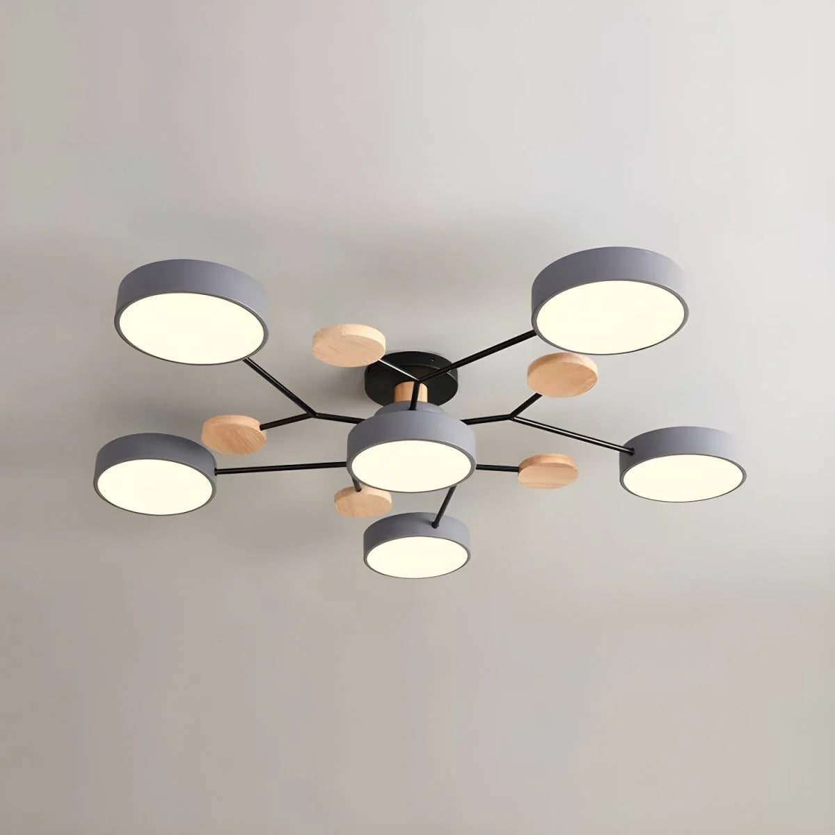 Flush Mount Ceiling Light with Wood Accents and Modern LED Multi-Light Design - Image 17