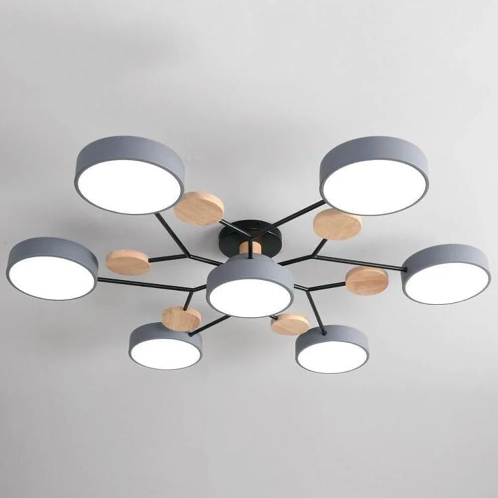 Flush Mount Ceiling Light with Wood Accents and Modern LED Multi-Light Design - Image 19