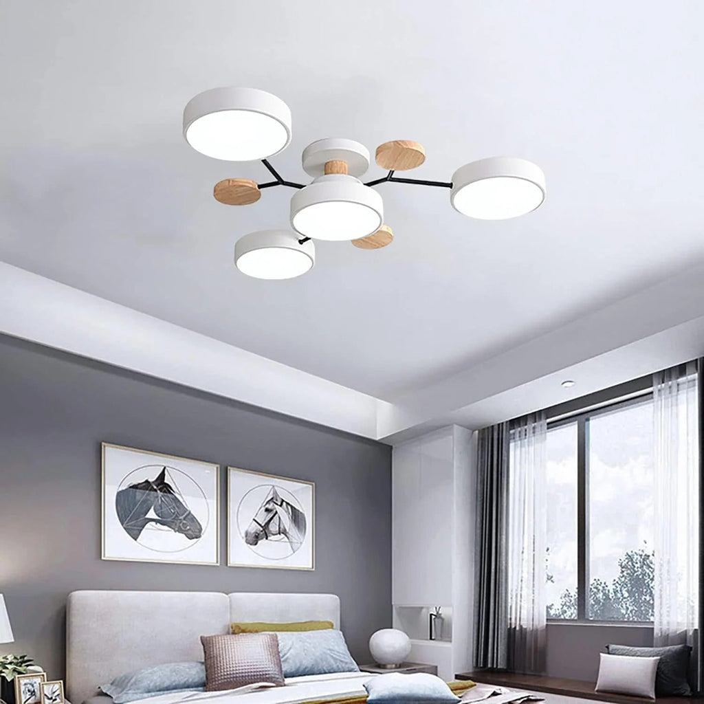 Flush Mount Ceiling Light with Wood Accents and Modern LED Multi-Light Design - Image 22