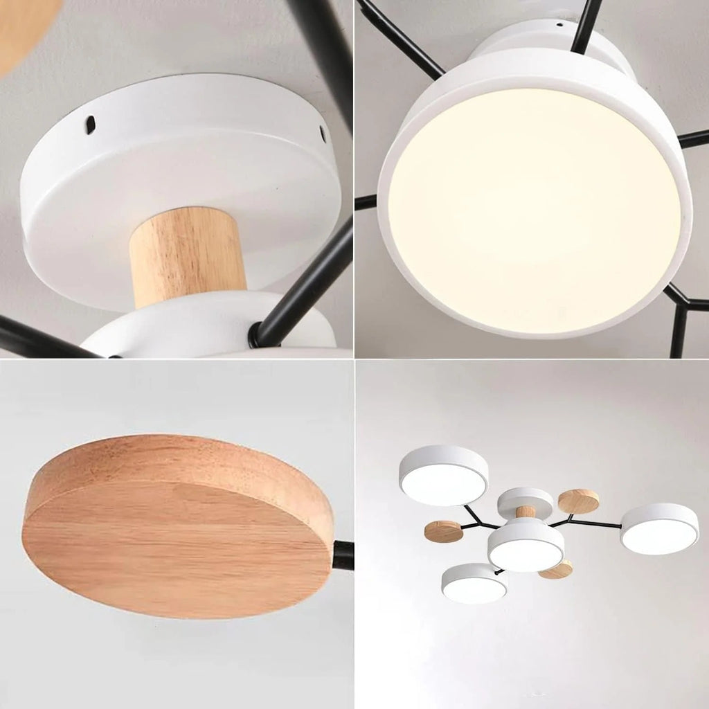 Flush Mount Ceiling Light with Wood Accents and Modern LED Multi-Light Design - Image 27