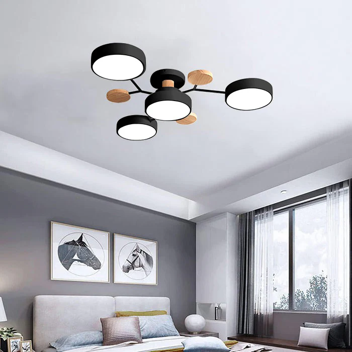 Flush Mount Ceiling Light with Wood Accents and Modern LED Multi-Light Design - Image 28