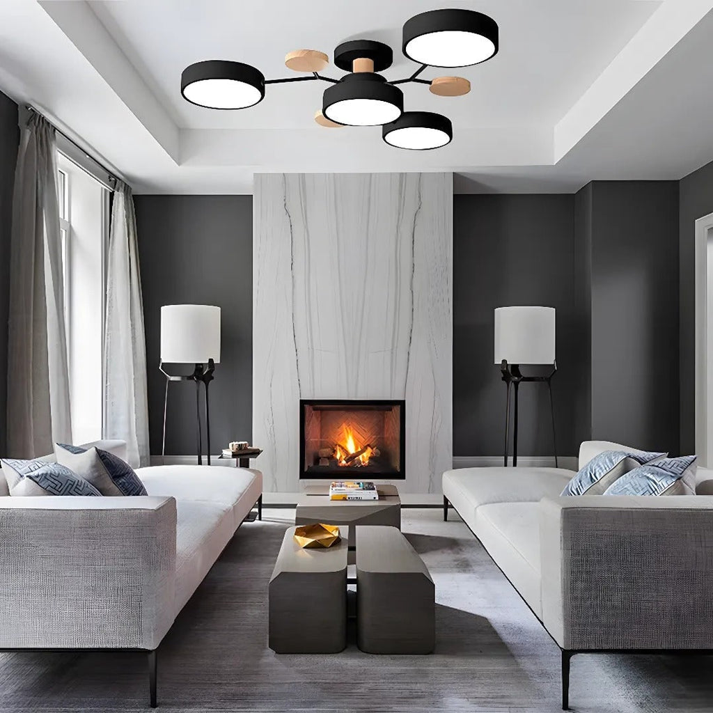 Flush Mount Ceiling Light with Wood Accents and Modern LED Multi-Light Design - Image 30