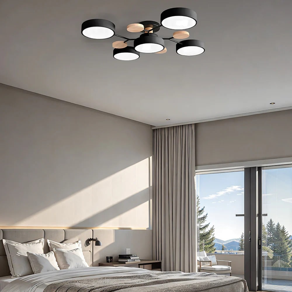 Flush Mount Ceiling Light with Wood Accents and Modern LED Multi-Light Design - Image 35