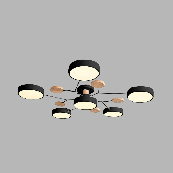 Flush Mount Ceiling Light with Wood Accents and Modern LED Multi-Light Design - Image 37