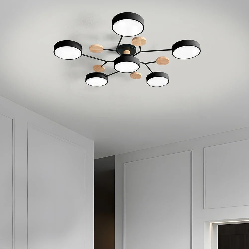 Flush Mount Ceiling Light with Wood Accents and Modern LED Multi-Light Design - Image 38