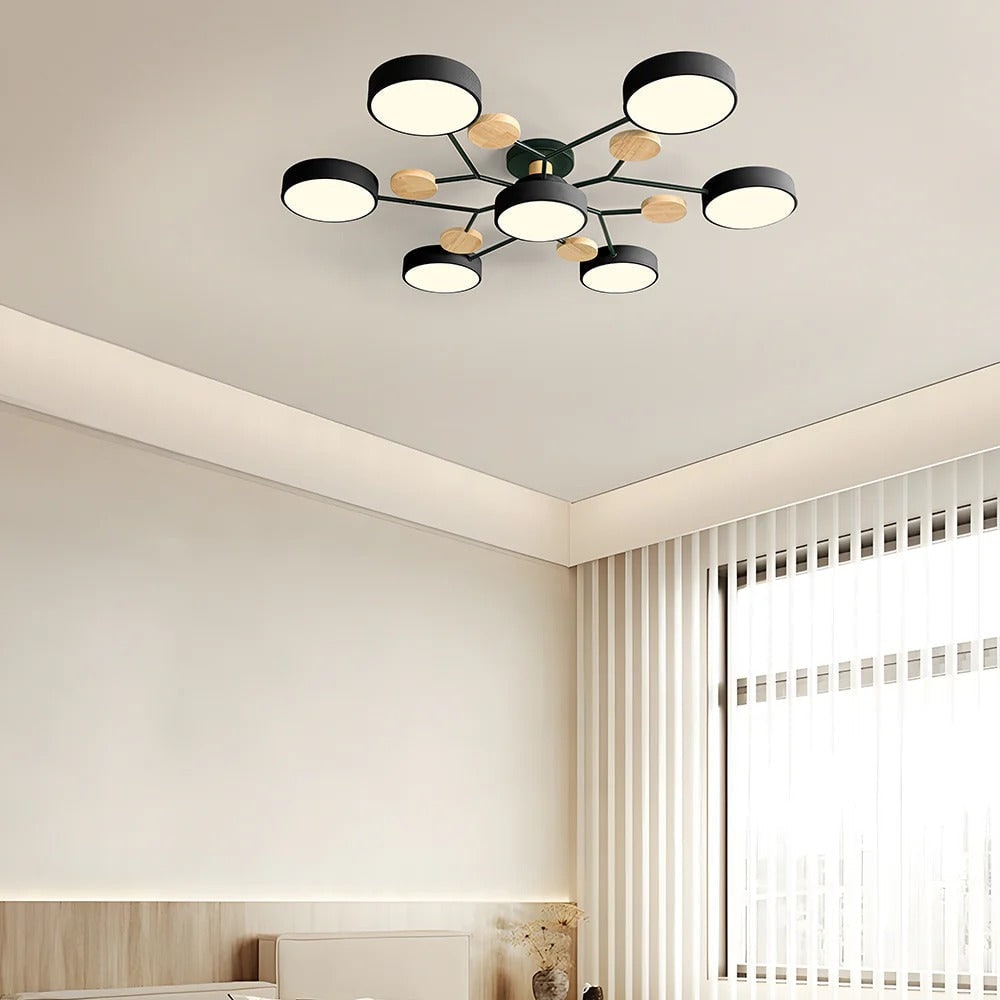 Flush Mount Ceiling Light with Wood Accents and Modern LED Multi-Light Design - Image 41