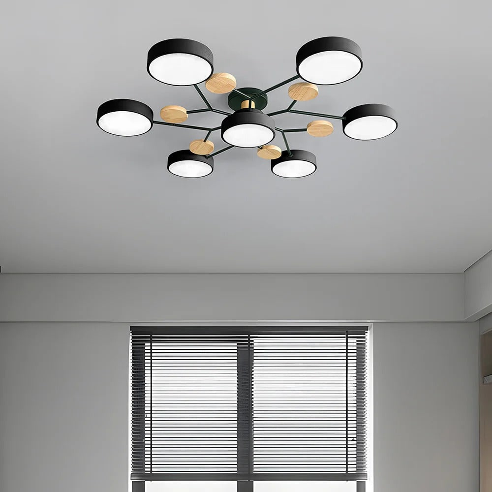 Flush Mount Ceiling Light with Wood Accents and Modern LED Multi-Light Design - Image 42