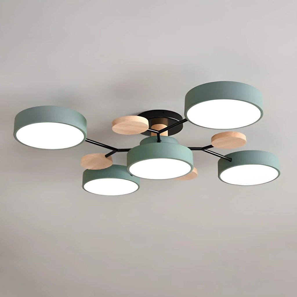 Flush Mount Ceiling Light with Wood Accents and Modern LED Multi-Light Design - Image 7