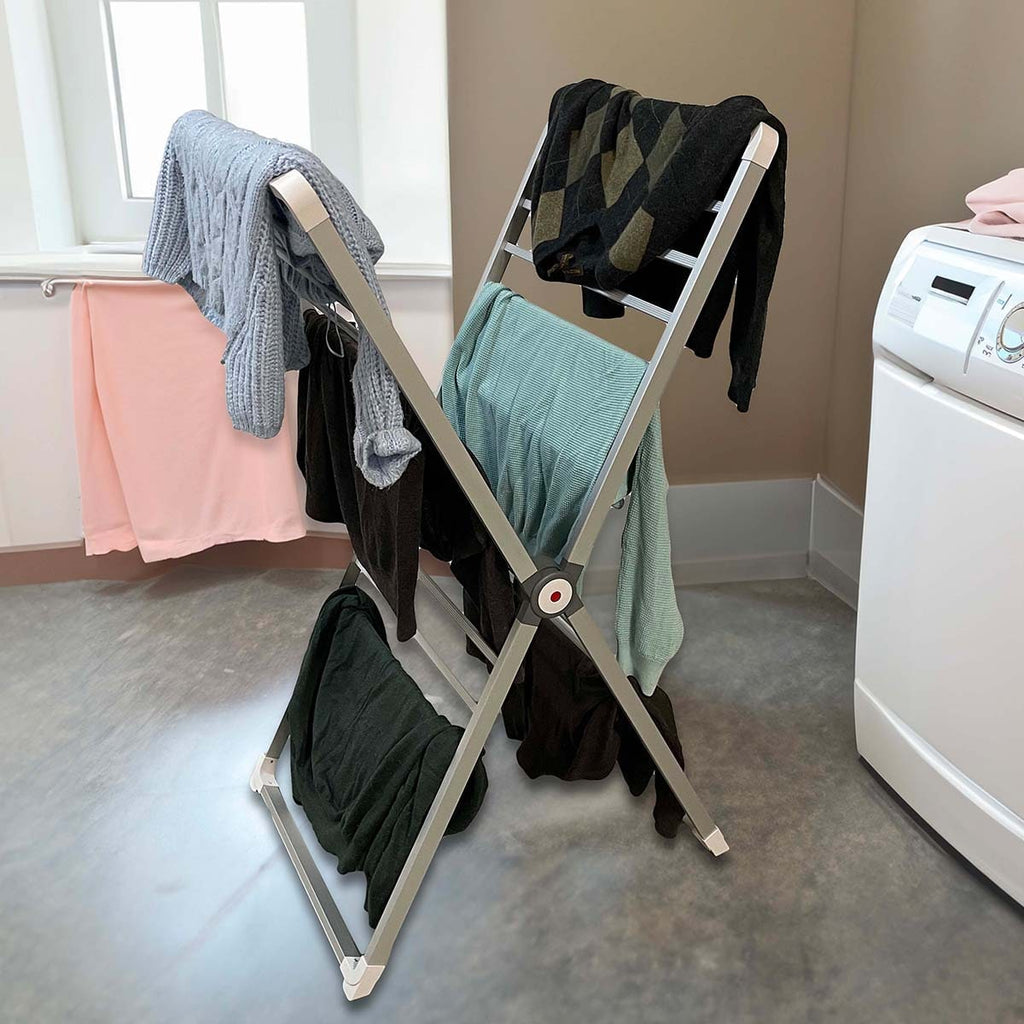 Folding Clothes Drying Rack with Aluminum Frame and Space-Saving Portable Design - Image 3