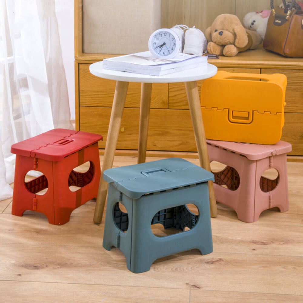 Folding Step Stool with Carrying Handle Portable and Foldable Plastic Design - Image 2