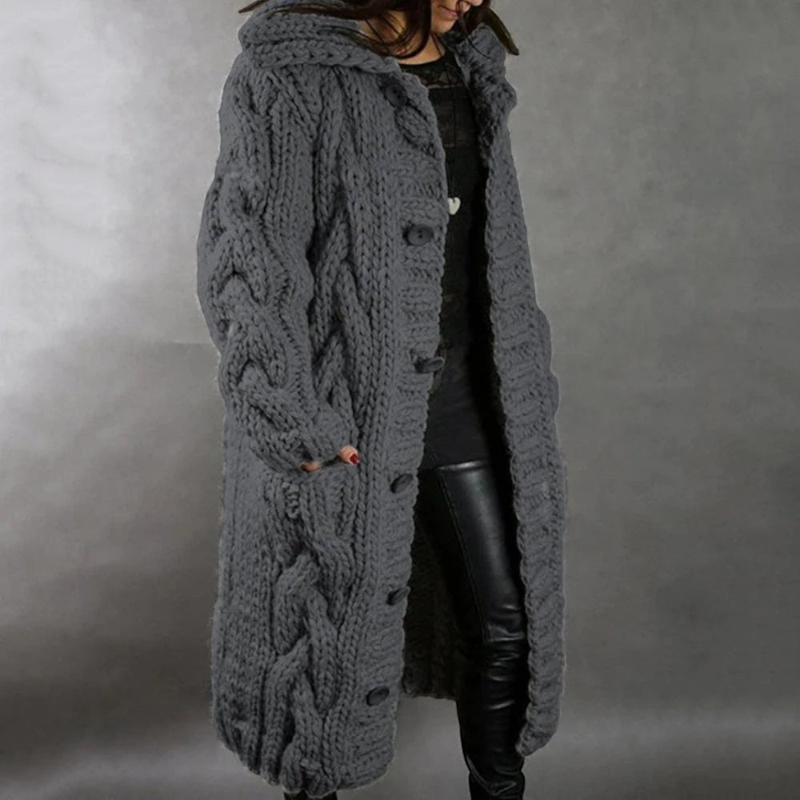 Women's Hooded Button Coat