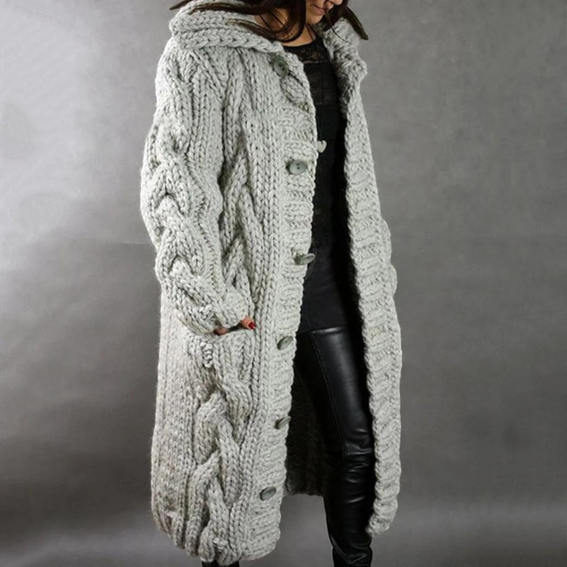 Women's Hooded Button Coat