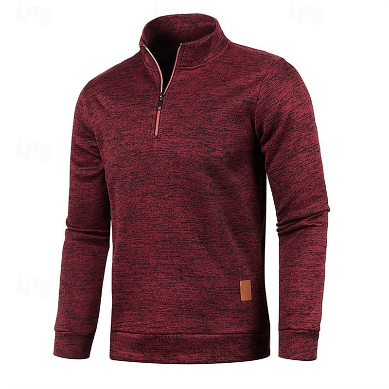 Men's Quarter Zip Textured Jumper