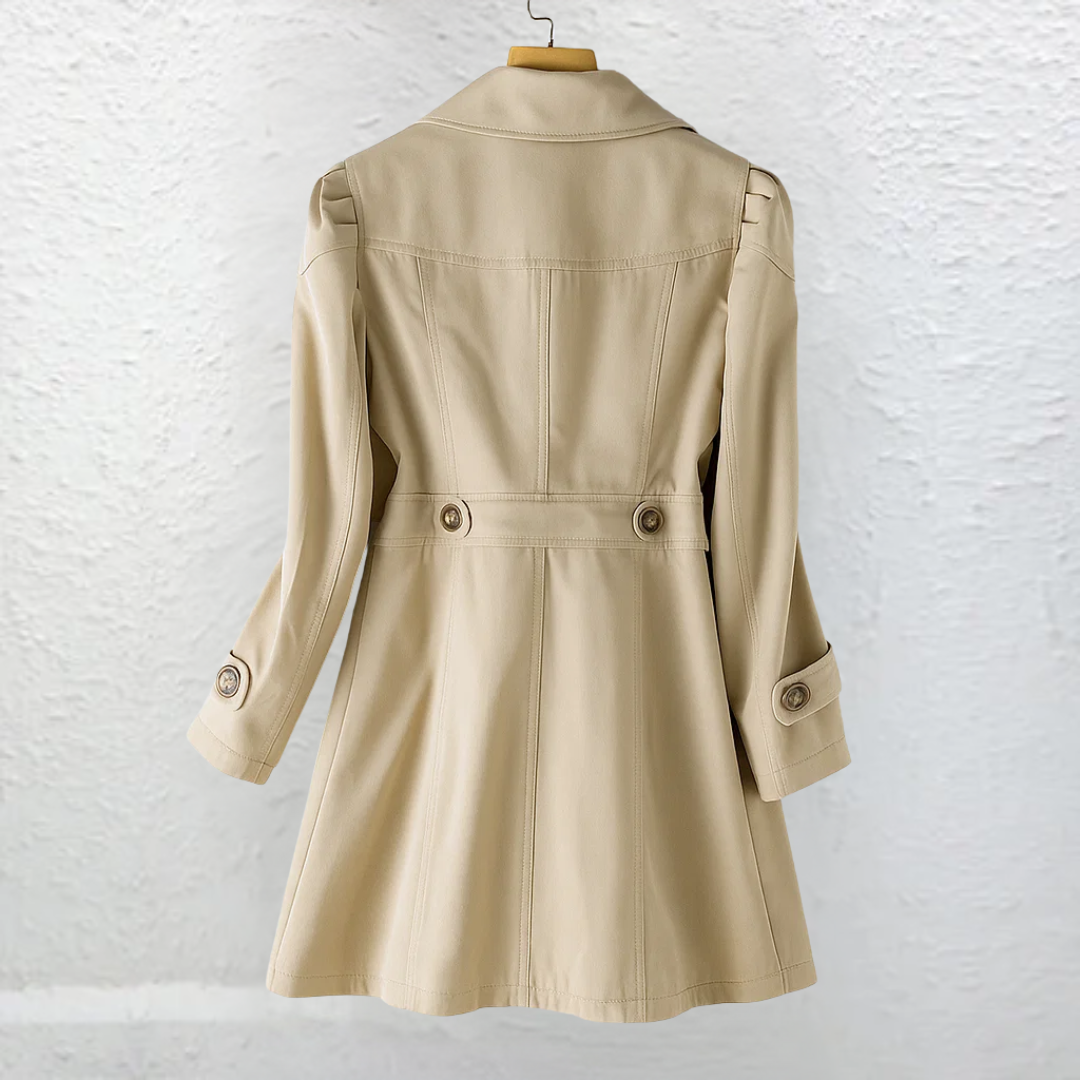 Women's Buttoned Trench Coat with Tailored Fit