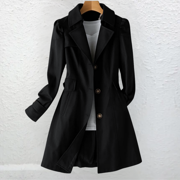 Women's Buttoned Trench Coat with Tailored Fit