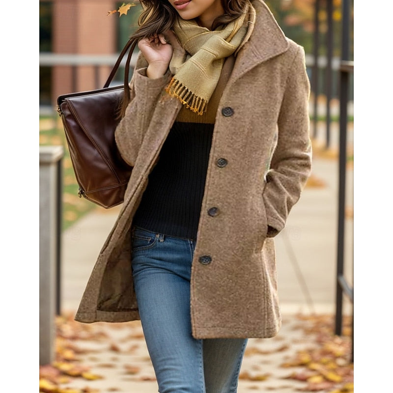 Women's Mid Length Button Front Coat