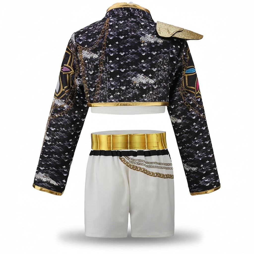 Girls' Dance Costume Two-Piece Belly Dancer Suit with Sequined Crop Top and A-Line Skirt - Image 5