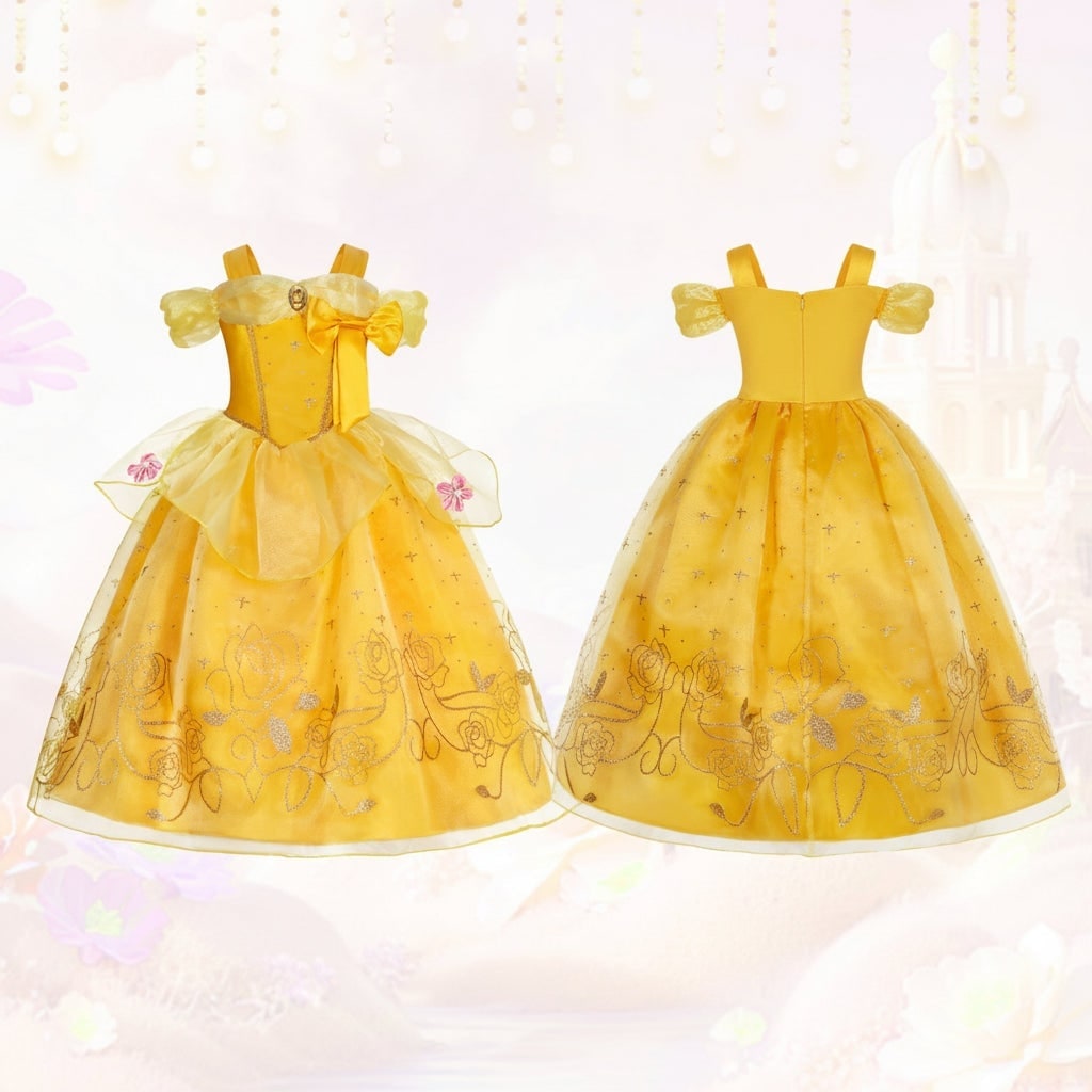Girls' Princess Costume Dress with Tulle Skirt Tiara and Accessories Set - Image 20