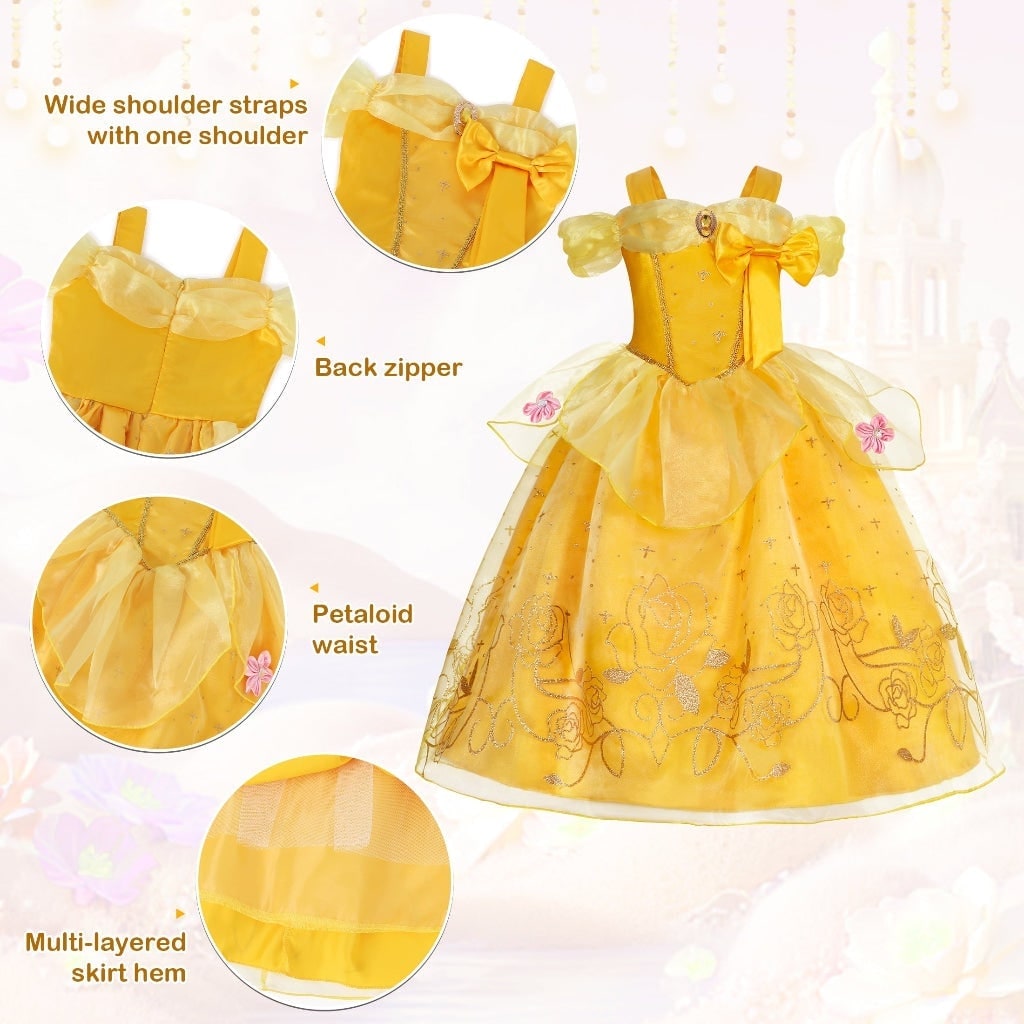 Girls' Princess Costume Dress with Tulle Skirt Tiara and Accessories Set - Image 21