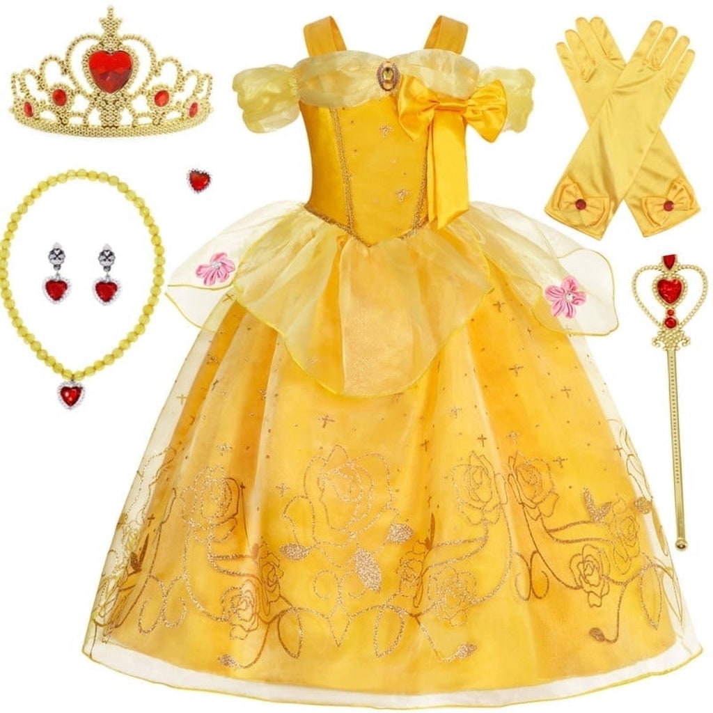 Girls' Princess Costume Dress with Tulle Skirt Tiara and Accessories Set - Image 22