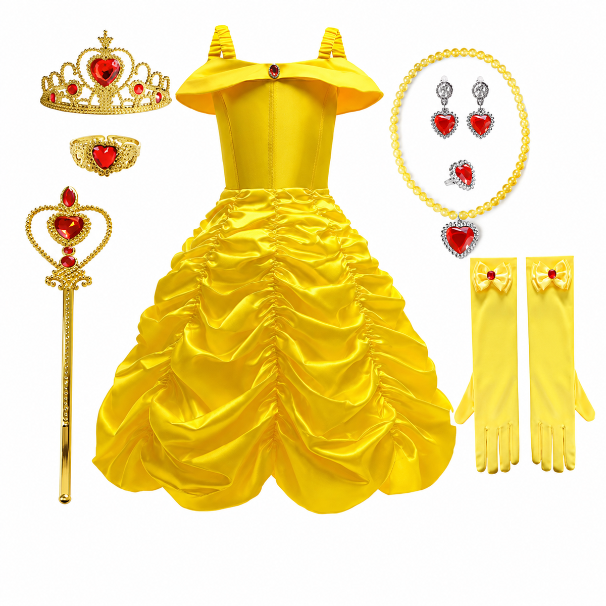 Girls' Princess Costume Dress with Tulle Skirt Tiara and Accessories Set - Image 7