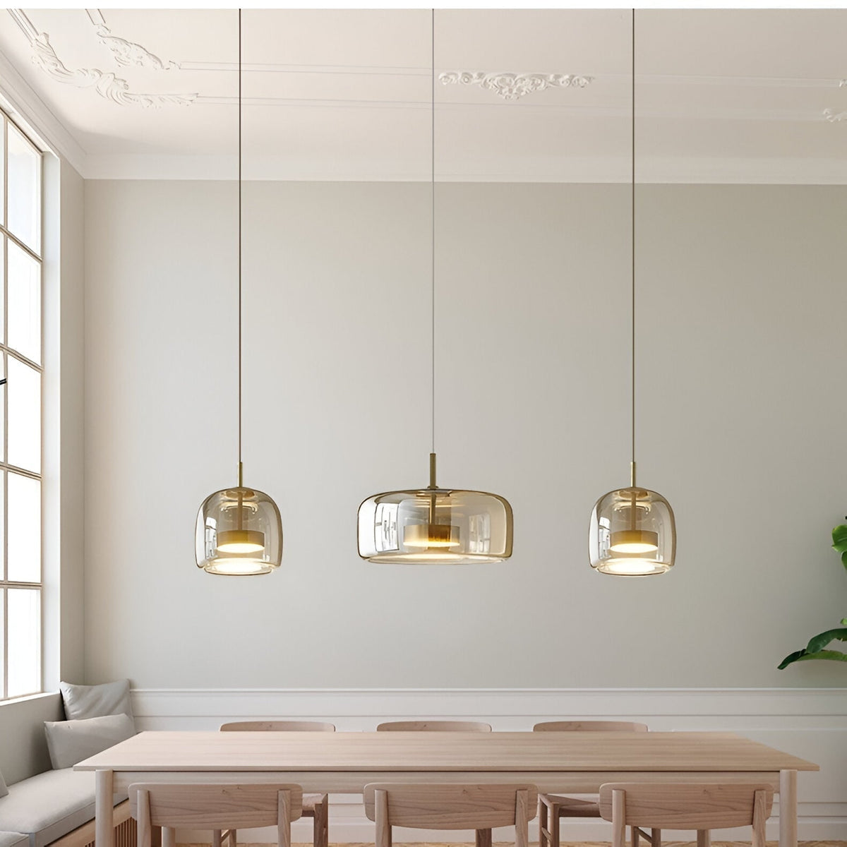 Glass Pendant Lights with LED and Adjustable Cord for Kitchen Island Dining Room and Living - Image 21
