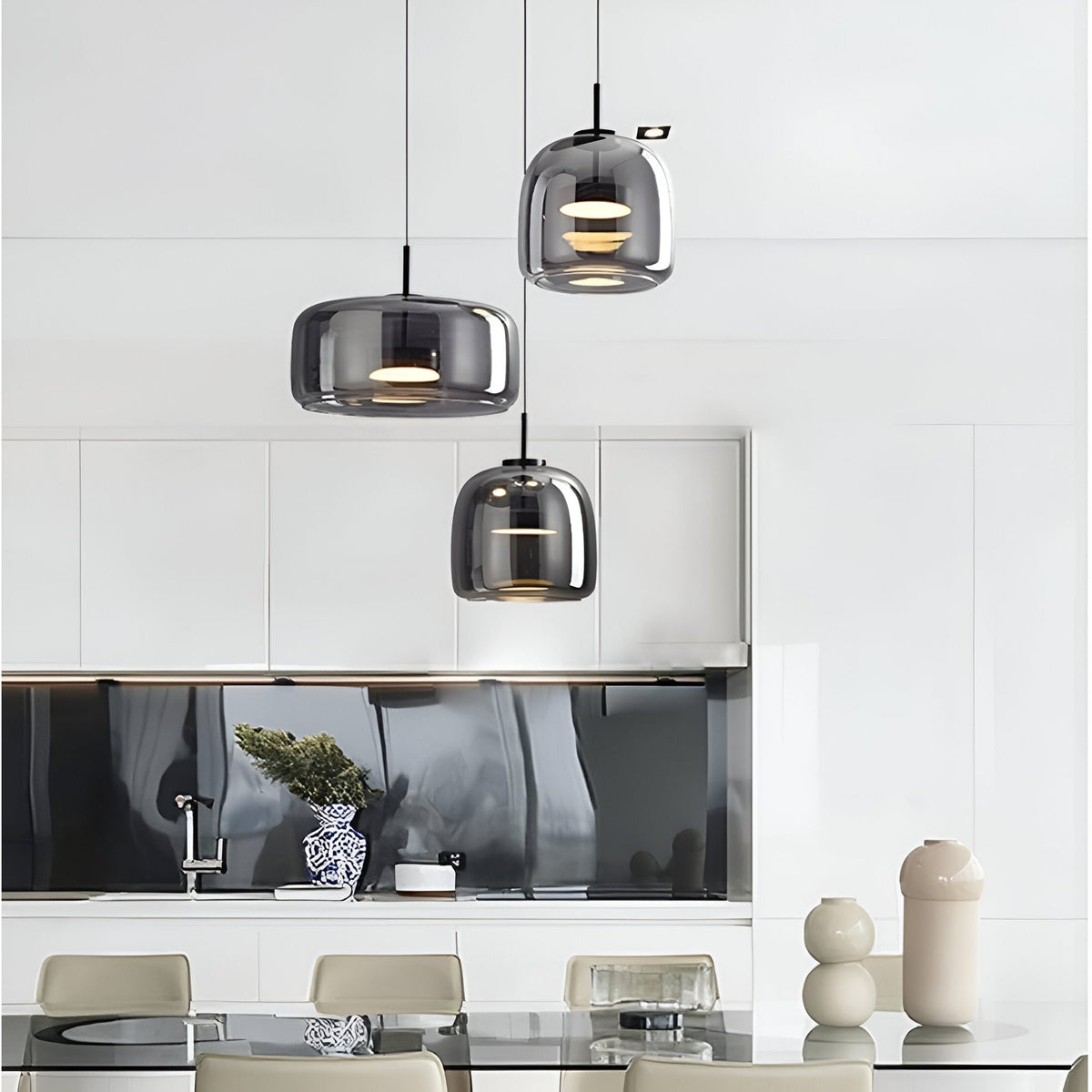 Glass Pendant Lights with LED and Adjustable Cord for Kitchen Island Dining Room and Living - Image 7