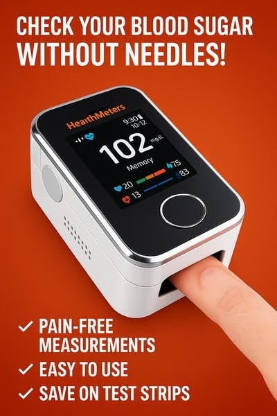Glucose Meter Non Invasive Portable Digital Blood Sugar Monitor with Fingertip Clip - Image 2
