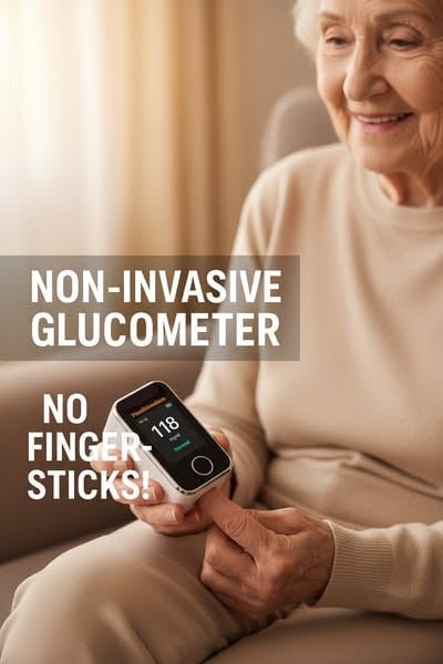 Glucose Meter Non Invasive Portable Digital Blood Sugar Monitor with Fingertip Clip - Image 4